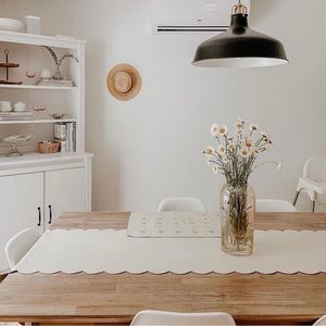 New in box, table runner in ivory scallop